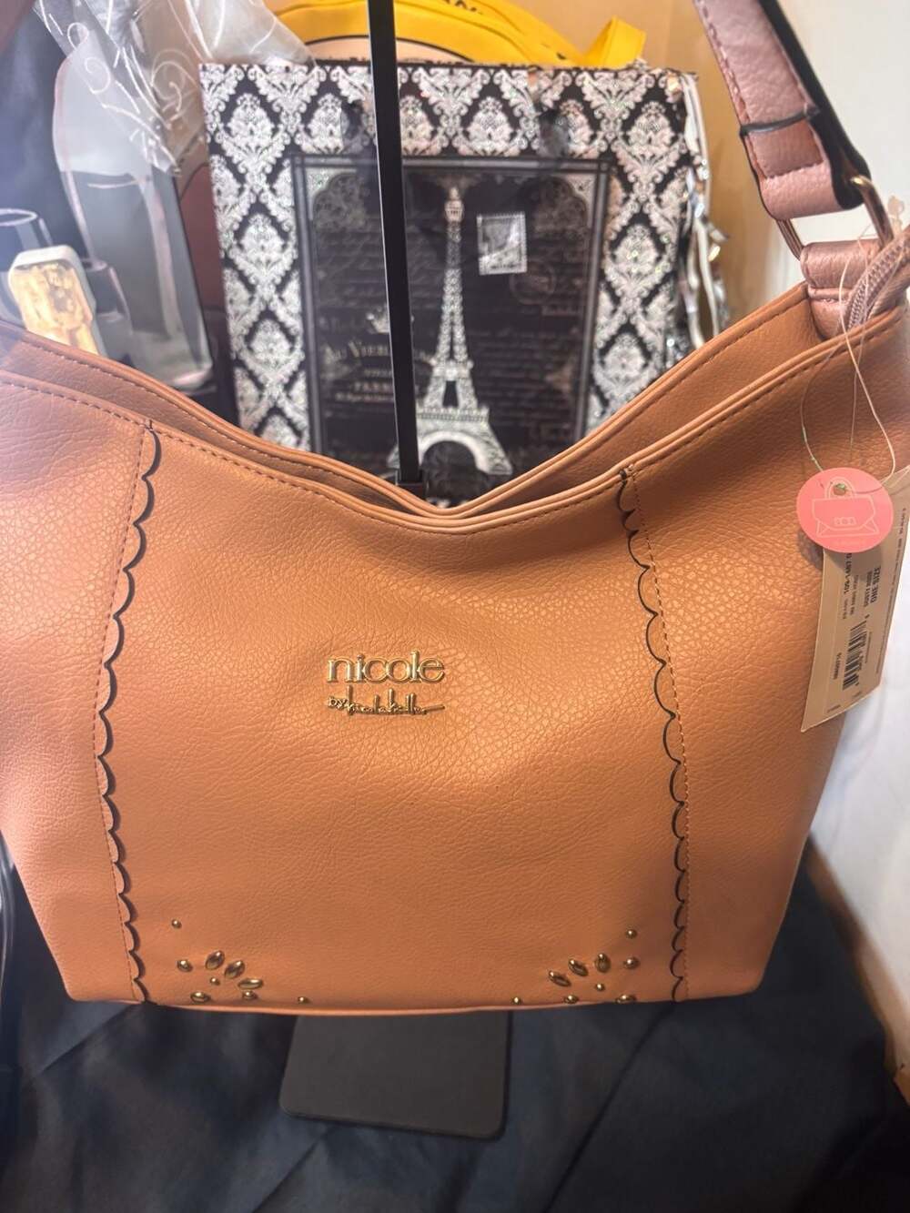 Nicole by Nicole Miller Hobo Handbag Size One Size Dusty Nude Faux Leather